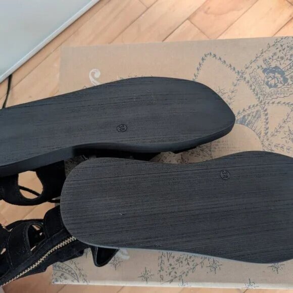 NWT Free People | Sun Chaser Tall Gladiator Sandal in Black Suede (38/US 7.5) - Picture 8 of 14